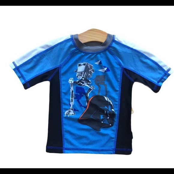 NWT DISNEY STORE Star Wars Darth Vader Print RashGuard Blue Boys Age 3Y - Picture 3 of 8